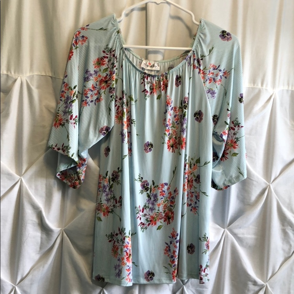 Zig zag stripe floral stripe top